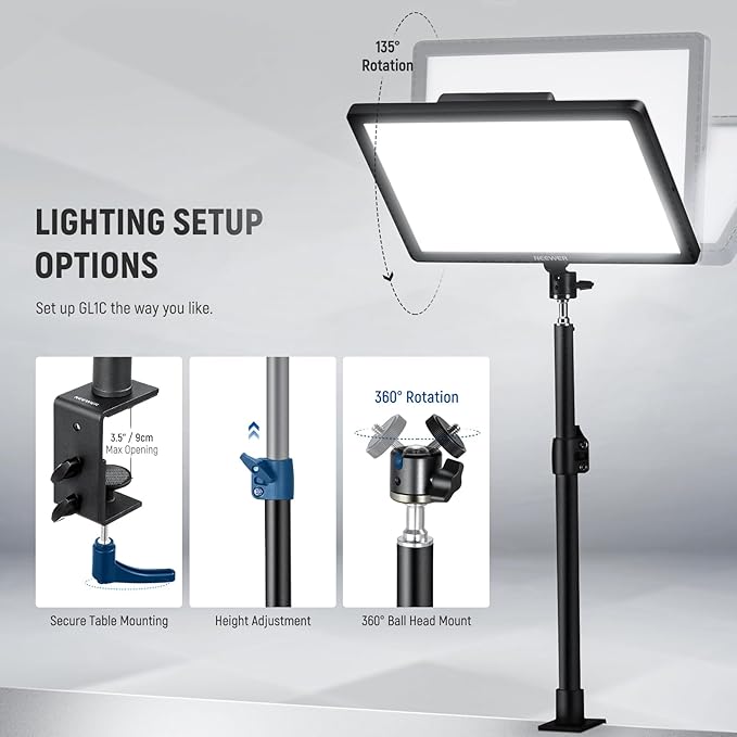 NEEWER GL1C RGB 15.5" Key Light, 48W Edge Lit Soft LED Video Panel Streaming - Image 7