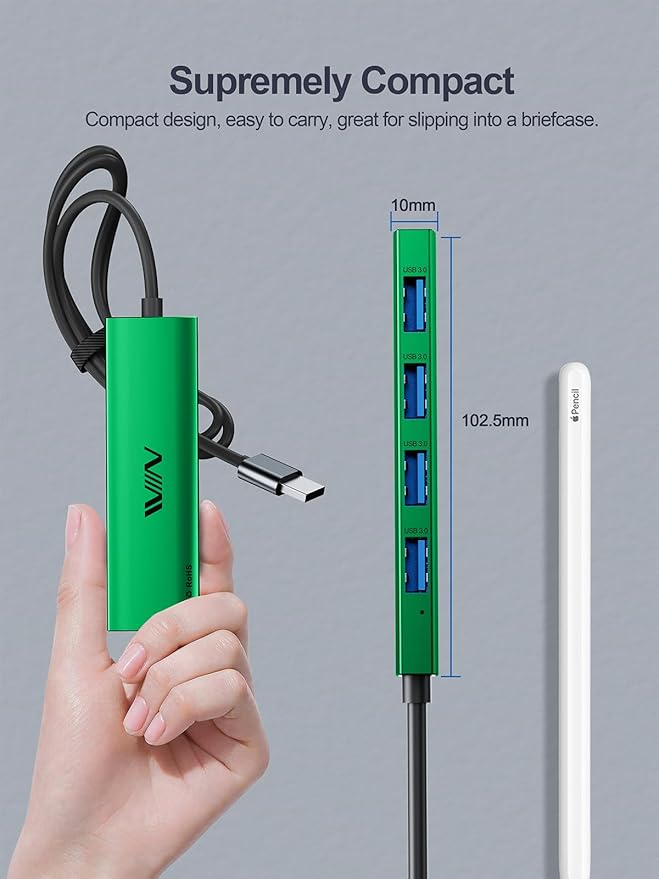 USB 3.0 Hub, 4 Port USB Splitter Extender Portable Adapter Multiport Data Hub - Image 4