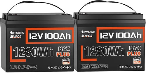 12V 100Ah LiFePO4 Battery MAX PLUS 2 Pack by HumsiENK