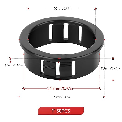 50PCS 1" Black Cable Snap Bushing Grommet, Snap in Cord Bushing Protect Cables - Image 5