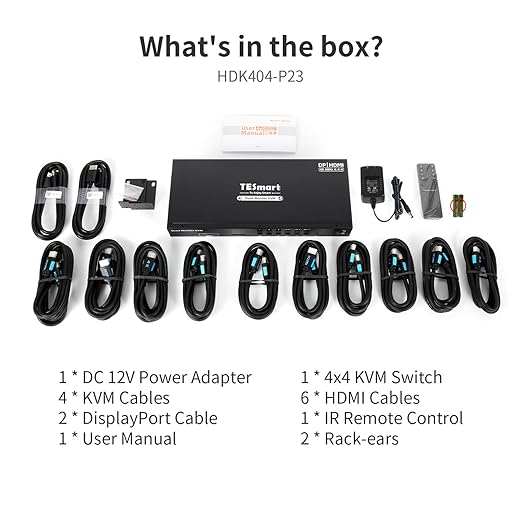 TESmart Quad Monitor HDMI+DP MST KVM Switch 4 Monitors 4 Computers 4K@60Hz - Image 9