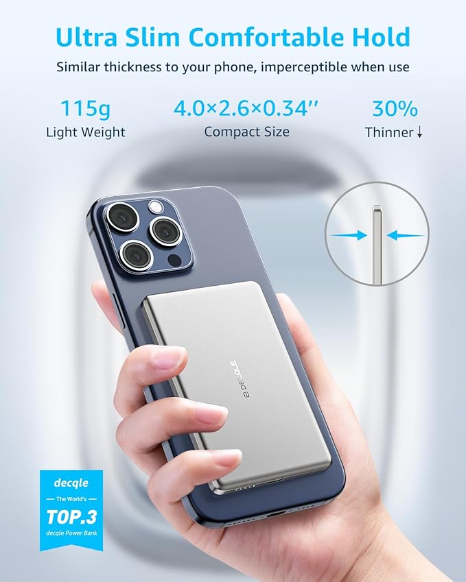 “Air” Power Bank for MagSafe 5000mAh, Ultra Slim Magnetic Wireless Portable - Image 2