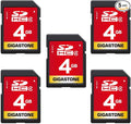 GIGASTONE 4GB SD Card 5 Pack SDHC Class 4 Memory Card by Gigastone