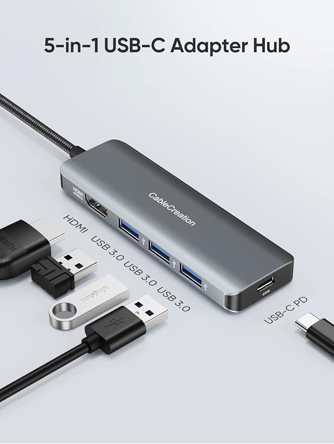 CableCreation USB-C Hub 4K 60Hz, 5-in-1 USB C Multiport Adapter - Image 2