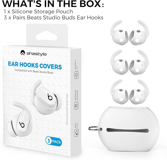 AhaStyle 3 Pairs Beats Studio Buds Ear Hooks Anti-Slip Ear Covers Silicone - Image 7