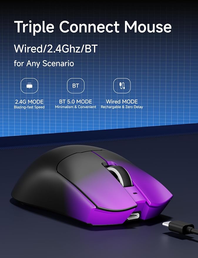 S9 Pro Wireless Gaming Mouse, 59G Ergonomic Computer Mouse, Triple Modes - Image 3