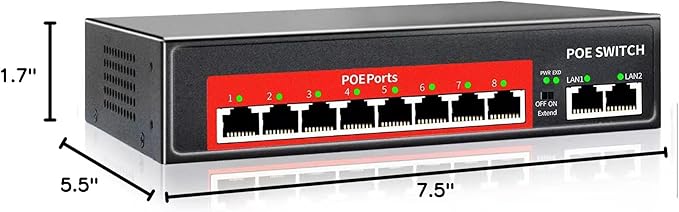 STEAMEMO PoE+ Switch, 8 Port Managed PoE Ethernet Switch, 120W Built-in Power - Image 10