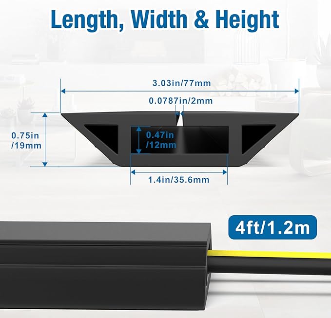 Eapele 4 ft Floor Cord Cover Heavy Duty Cable Protector, Prevent Trip Hazard - Image 2