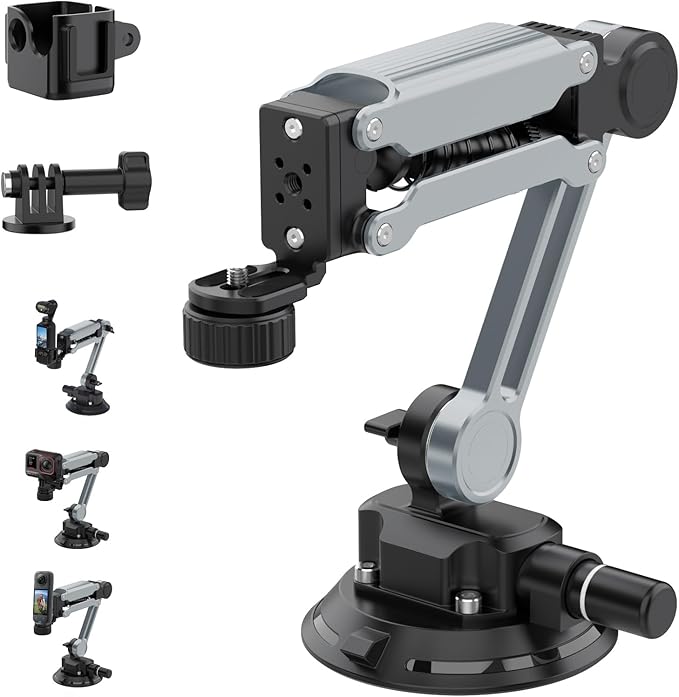 Geyo Camera Suction Cup Mount, Aluminum Alloy Multi-Function Shock Absorber Arm by Geyo