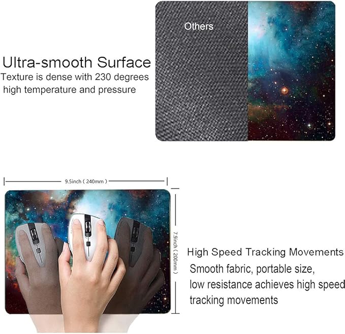 Mouse Pad, Galaxy Mouse Pad, Square Waterproof Mouse Pad Non-Slip Rubber Base - Image 3