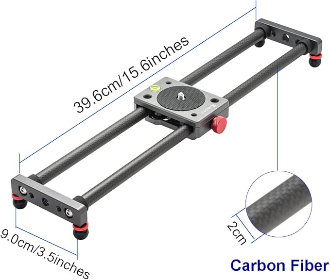 16 inches/40cm Mini Table Top Video Camera Slider Carbon Fiber Rail Rods - Image 5