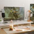 Bamboo Dual Monitor Stand Riser White, 2-Tier Desk Monitor Riser by Rocdeer