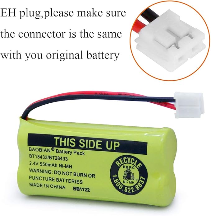 BT18433/BT28433 2.4V 550mAh Ni-Mh BT184342/BT284342 Cordless Phone Battery - Image 3