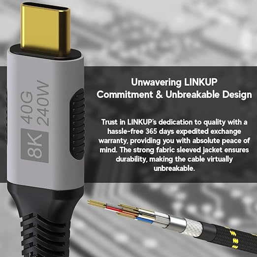 LINKUP USB 4.0 USB C to USB C Cable | Thunderbolt 4/3 Compatible | Type C - Image 4