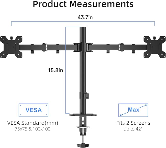 Suptek Dual Monitor Arm Desk Mount, Ultrawide Dual Monitor Arm - Image 2