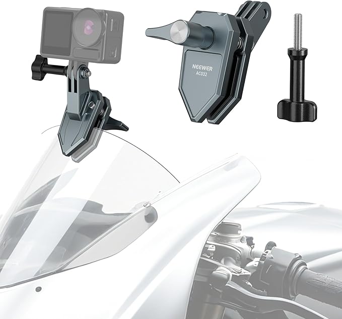 NEEWER Motorcycle Windshield Action Camera Clamp Mount, Aluminum Alloy Clip by Neewer