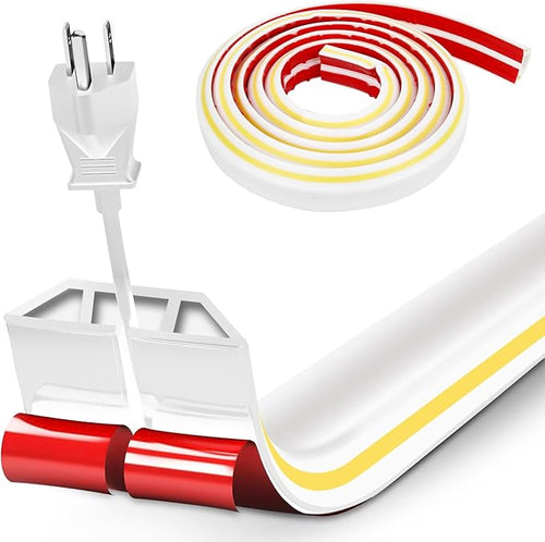 10ft Large White Floor Cord Cover, Self-2" x 0.6", Cable Cavity:0.8" x 0.4" by CHUDENG