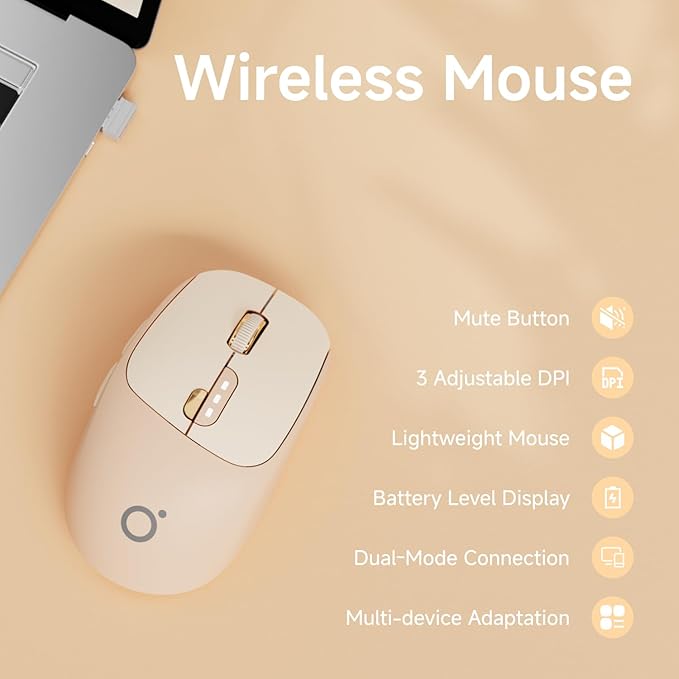 EWEADN Q5 Wireless Mouse, Battery Level Display, Ergonomic Office Mouse - Image 2