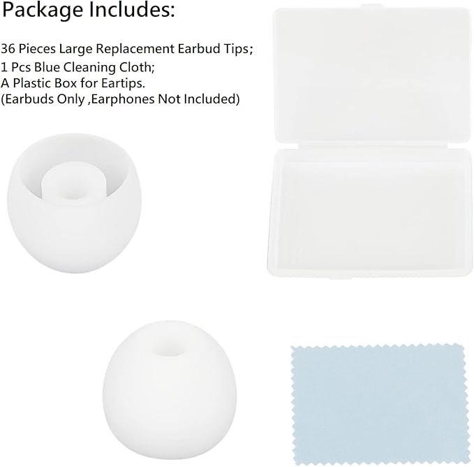 36 Pieces Large Earbud Tips Soft and Comfortable Silicone Earbud Tips Ear Bud - Image 6
