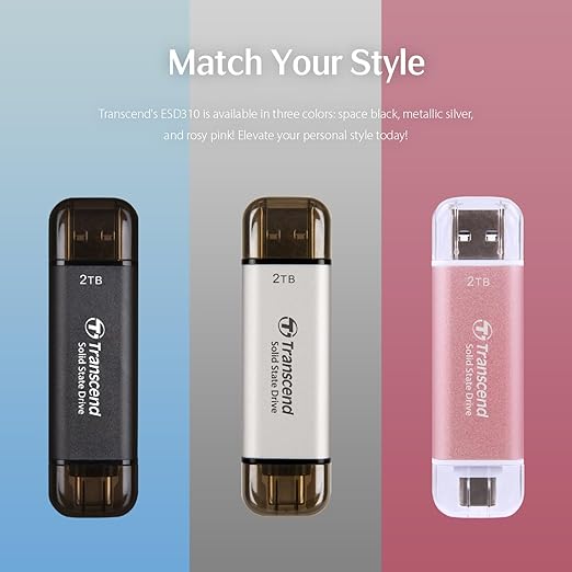 Transcend 1TB External SSD, USB 3.2 Gen 2 Portable SSD, 2-in-1 Type C &Type A - Image 3