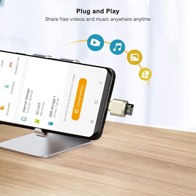 USB C Micro SD Card Reader, BorlterClamp Type C OTG TF Memory Card Reader - Image 3