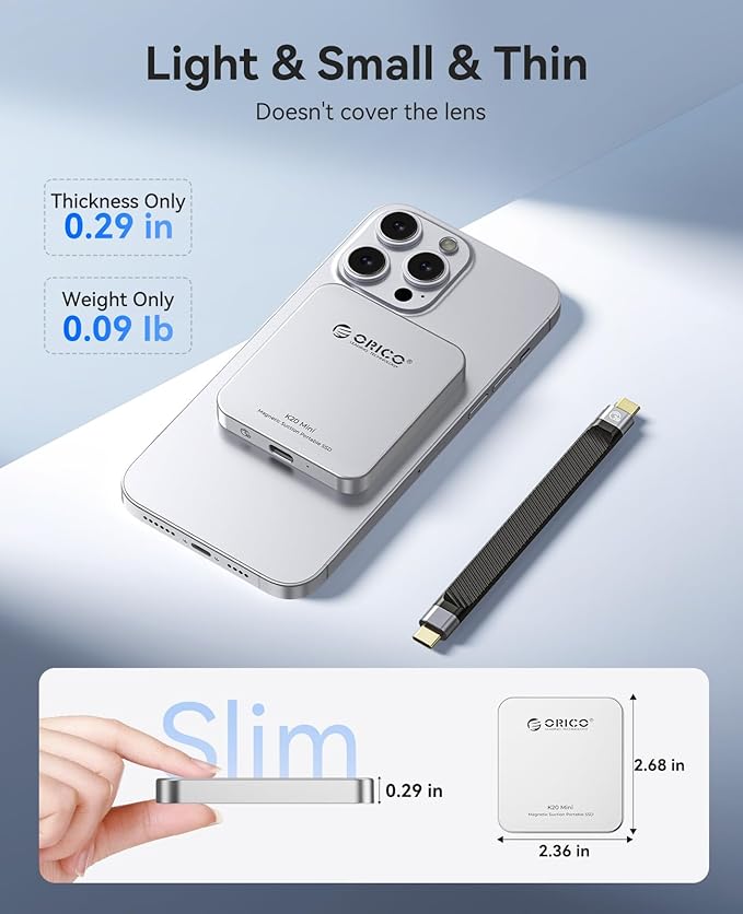 ORICO 1TB Magnetic External SSD, Aluminum Alloy, 4K 120Hz ProRes HDR Record and - Image 6
