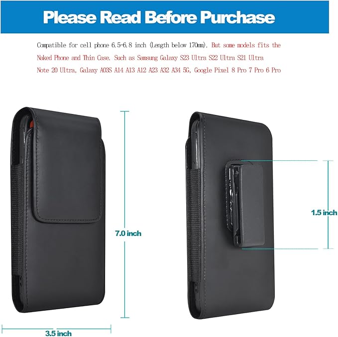 Galaxy S25 Ultra S24 S23 S22 S21 Note 20 Ultra Phone Holster Holder Phone Belt - Image 3