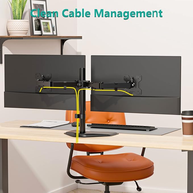 WALI Dual Monitor Stand for Desk, Monitor Stands for 2 Monitors up to 27 inch - Image 8