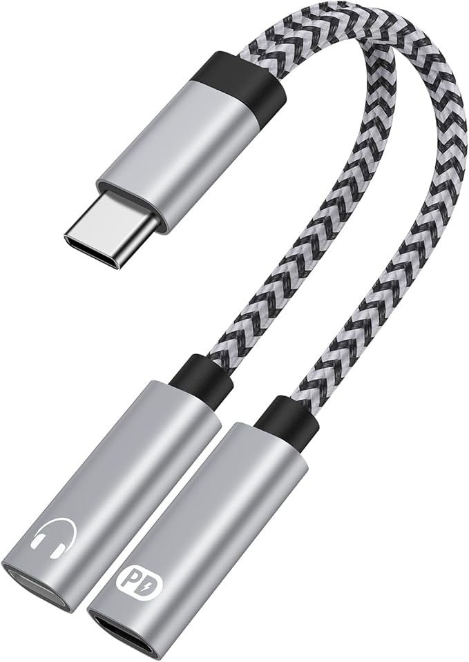 USB C Splitter, Dual USB C Headphone and Charger Adapter by Ououdee