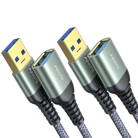 AINOPE 2 Pack USB Extensions Cable High Speed USB 3.0 Extension Cord Type A by AINOPE10yearsforphoneaccessories