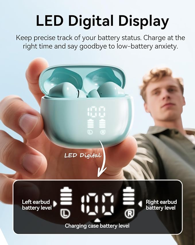 Wireless Earbuds, Deep Bass Stereo Sound, 40 Hours Playtime, Lightweight in-Ear - Image 6