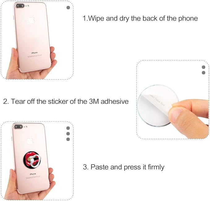 Bonoma Phone Ring Stand, 3 Pack Lips 360 Degree Rotation Finger Grip Stand - Image 6