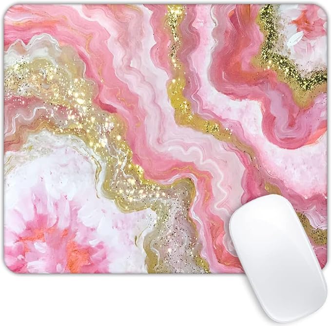 Dazzling Geode Pink Gold Marble Mouse pad Customized Mousepad Non-Slip Rubber by Goodsprout