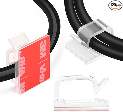 120PCS XHF Adhesive Cable Wire Clips Clear, Cable Holder Staples Outdoor Cable by XHF