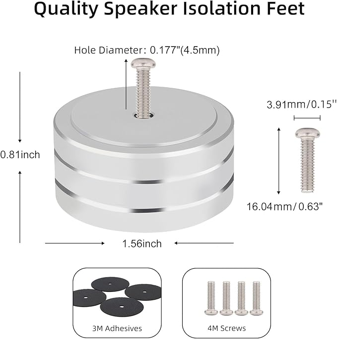 Monosaudio Isolation Feet HiFi Feet 4Pcs 40x20mm Aluminum Universal Turntable - Image 3