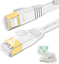 Cat 7 Flat Ethernet Cable 100ft White, High Speed 10GB Shielded LAN Internet by XINCA