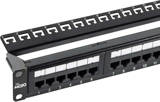 Tecmojo 24 Port Patch Panel, Cat6 Patch Panel, 1U Patch Panel, Network Patch by Tecmojo