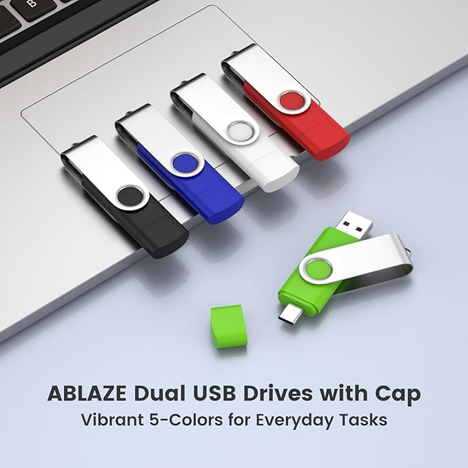ABLAZE 8GB USB C Flash Drive 10 Pack, OTG USB 2.0 + Type C Memory Stick Dual - Image 8