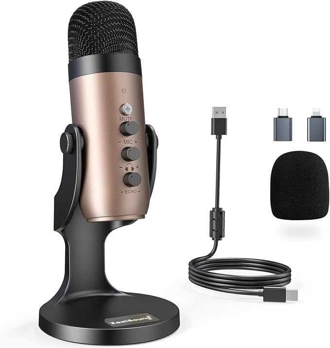 ZealSound USB Microphone, Condenser Computer PC Mic, Plug&Play Gaming by zealsound