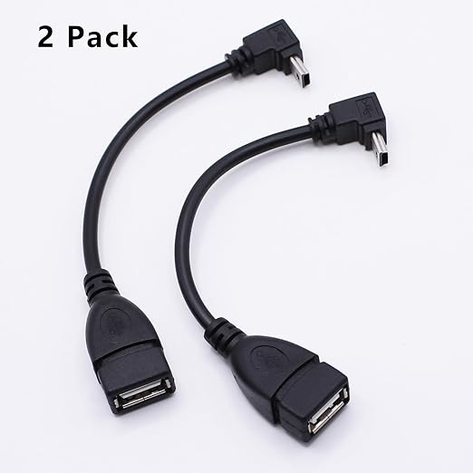 90 Degree Mini USB to USB A OTG Adapter Cable 5.5in Up Angle Mini USB 5-Pin - Image 3