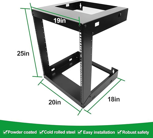 12U Wall Mount Open Frame 19 Inch Server Equipment Rack Wall Mountable Heavy - Image 2