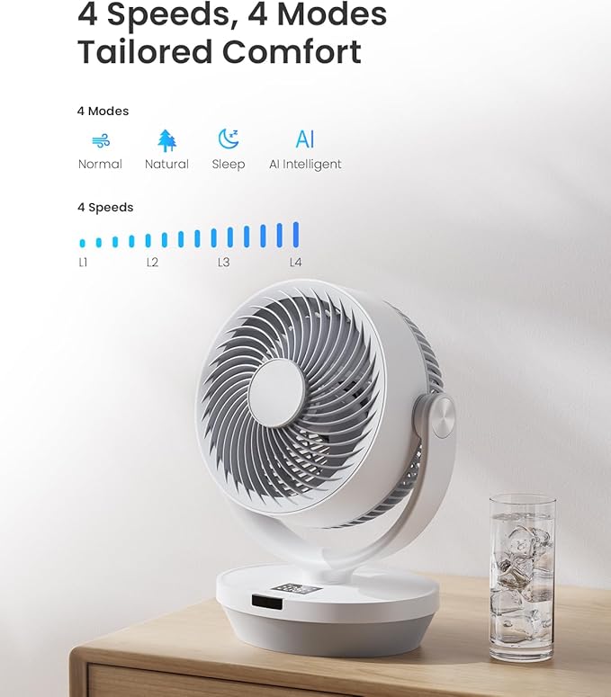 Fan for Bedroom, 120°Vertical Manual +90°Oscillating Desk fan, 60ft Powerful - Image 7