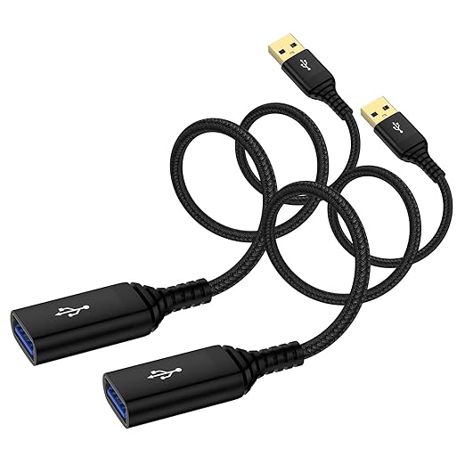 USB Extension Cable 10FT, 2 Pack High Speed USB3.0 Extension Cord Type A Male by HomeTravelChargerAccessory