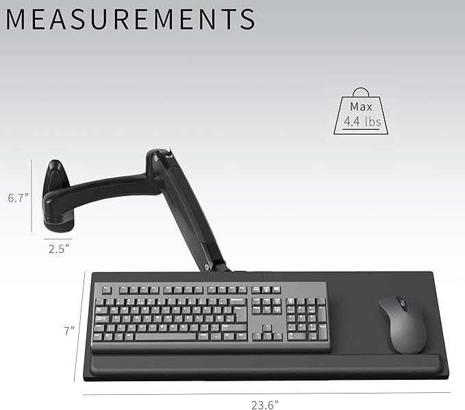 VIVO Sit-Stand 24 Inch Pneumatic Spring Keyboard and Mouse Tray Wall Mount - Image 6