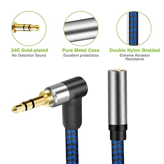 3.5mm Male to Female Extension Stereo Audio Extension Cable 6FT, Cotton-Braided - Image 3