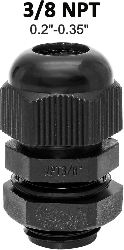 10 Pcs 3/8" NPT Nylon Cable Glands, IP68 Waterproof Adjustable Cord Grip Cable - Image 2