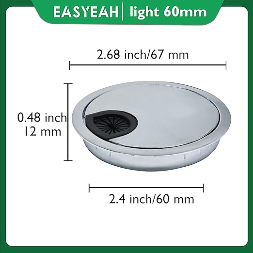 1 Pcs Desk Grommet 2-3/8" / 60 mm, Desk Cord Hole Cover, Cable Grommet Metal - Image 8