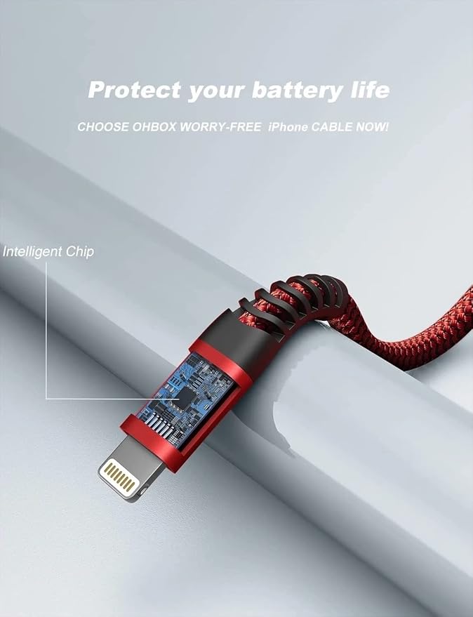 USB to Lightning Cable 6FT, Heavy Duty iPhone Cables Braided Fast iPhone - Image 2