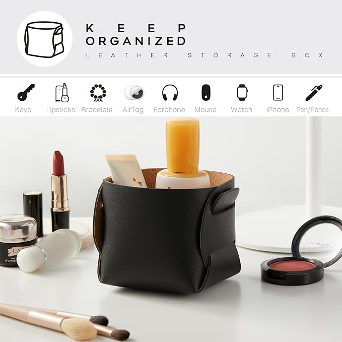 HOMIEAZICOZI 2-Pack Cork Leather Desk Accessories Storage - Image 4
