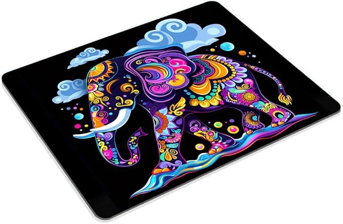 Square Mouse Pad Decorative Patterned Elephant-1, Gaming Mouse Pads - Image 2
